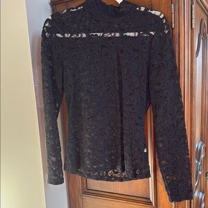 Elegant Black Lace Long Sleeve Top